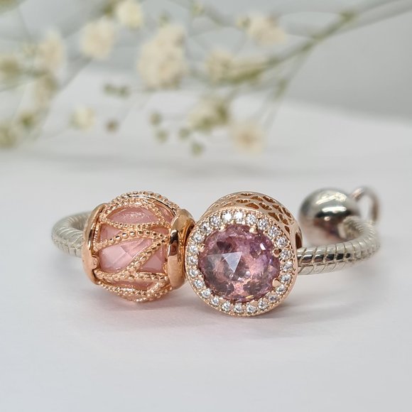 Pandora | Jewelry | Pandora 2 Charms Rose Radiant Pink Intertwining | Poshmark